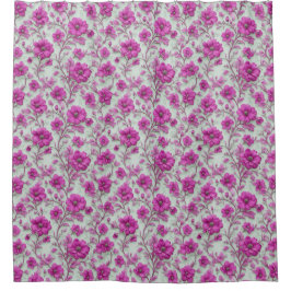 Lebendiges rosa Blumenmuster mit Magenta-Blumen Duschvorhang