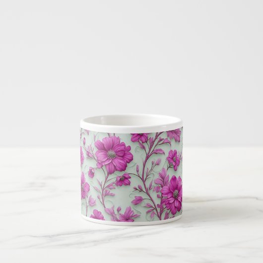 Lebendiges rosa Blumenmuster mit Magenta-Blumen Espressotasse (Vorderseite)