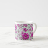 Lebendiges rosa Blumenmuster mit Magenta-Blumen Espressotasse (Vorderseite Rechts)