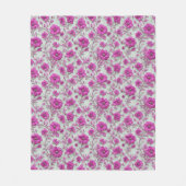 Lebendiges rosa Blumenmuster mit Magenta-Blumen Fleecedecke (Vorderseite)