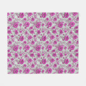 Lebendiges rosa Blumenmuster mit Magenta-Blumen Fleecedecke (Vorderseite (Horizontal))