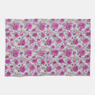 Lebendiges rosa Blumenmuster mit Magenta-Blumen Geschirrtuch