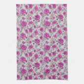 Lebendiges rosa Blumenmuster mit Magenta-Blumen Geschirrtuch (Vertikal)