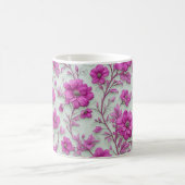 Lebendiges rosa Blumenmuster mit Magenta-Blumen Kaffeetasse (Mittel)