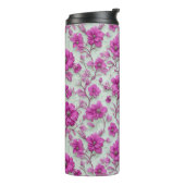 Lebendiges rosa Blumenmuster mit Magenta-Blumen Thermosbecher (Nach links gedreht)