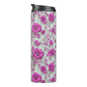 Lebendiges rosa Blumenmuster mit Magenta-Blumen Thermosbecher (Nach rechts gedreht)