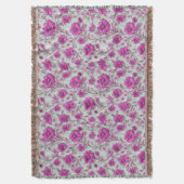 Lebendiges rosa Blumenmuster mit magenta Blüten Decke (Vorderseite Vertikal)