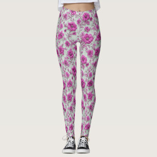 Lebendiges rosa Blumenmuster mit magenta Blüten Leggings