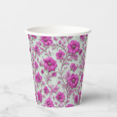 Lebendiges rosa Blumenmuster mit magenta Blüten Pappbecher (Vorderseite)