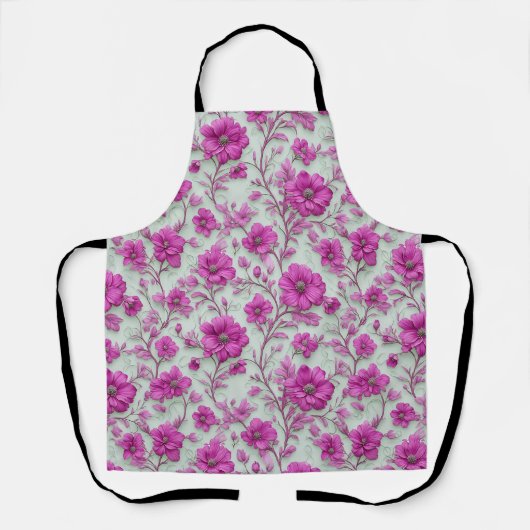 Lebendiges rosa Blumenmuster mit magenta Blüten Schürze (Vorderseite)