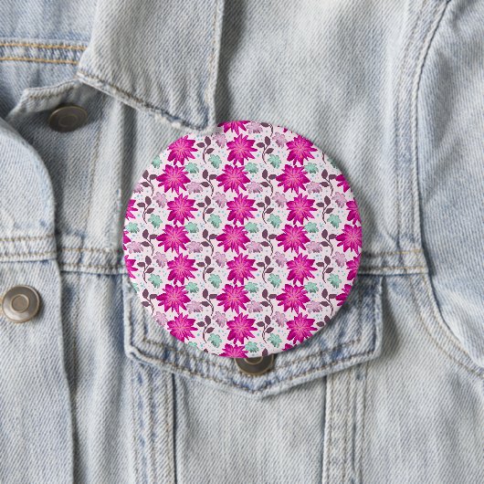 Lebendiges rosa Blumenmuster | Moderne, kräftige B Button (Beispiel)