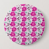 Lebendiges rosa Blumenmuster | Moderne, kräftige B Button (Vorderseite)