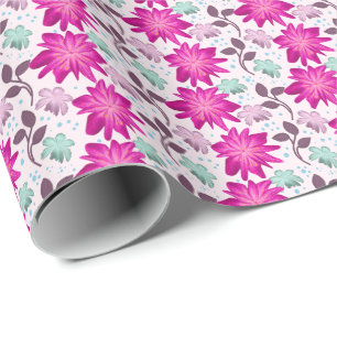 Lebendiges rosa Blumenmuster Moderne, kräftige B Geschenkpapier