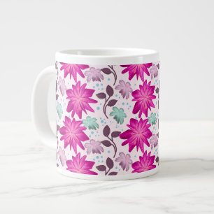 Lebendiges rosa Blumenmuster Moderne, kräftige B Jumbo-Tasse
