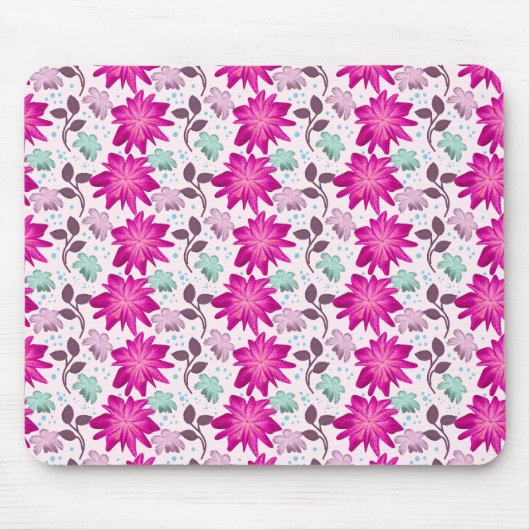Lebendiges rosa Blumenmuster | Moderne, kräftige B Mousepad (Vorne)