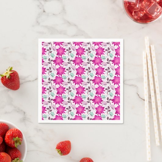 Lebendiges rosa Blumenmuster | Moderne, kräftige B Serviette (Beispiel)
