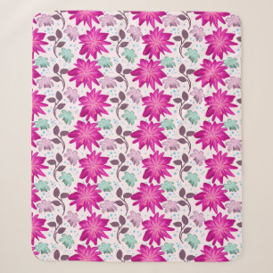 Lebendiges rosa Blumenmuster Moderne, kräftige B Sherpadecke