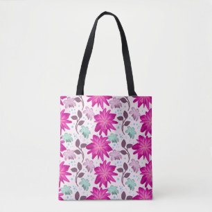 Lebendiges rosa Blumenmuster Moderne, kräftige B Tasche