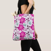 Lebendiges rosa Blumenmuster | Moderne, kräftige B Tasche (Von Nahem)