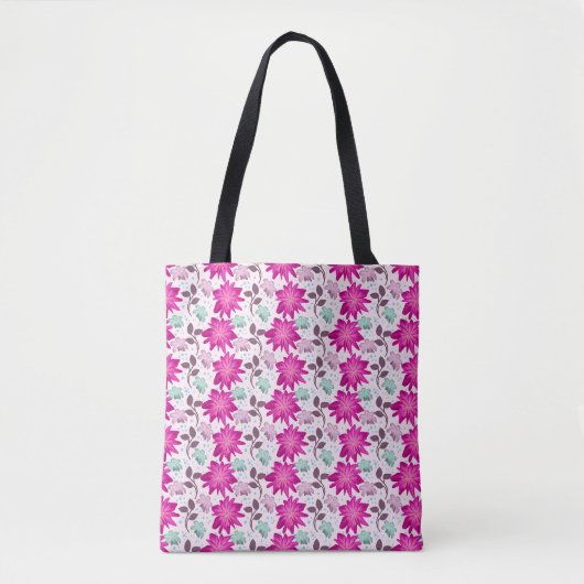 Lebendiges rosa Blumenmuster | Moderne, kräftige B Tasche (Vorderseite)