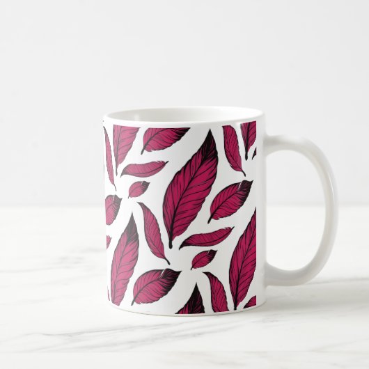 Lebendiges rosa Feder Muster Kaffeetasse (Rechts)