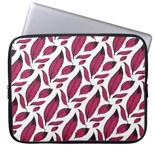 Lebendiges rosa Feder Muster Laptopschutzhülle (Vorderseite)