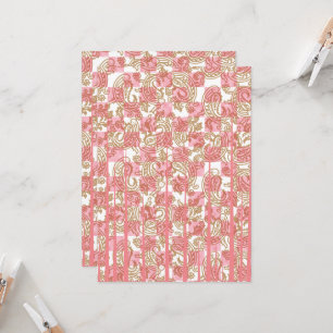 Lebendiges rosa Gewebe mit aufwendigem Blumenmuste Einladung