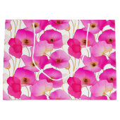 Lebendiges rosa Mohnblumen-Blumenmuster Große Geschenktüte (Vorderseite)