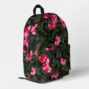 Lebendiges Rosa New Guinea Impatiens-Blumenmuster Bedruckter Rucksack