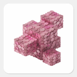Lebendiges Rosa PINK COIN BLOCKS Aufkleber Kunst