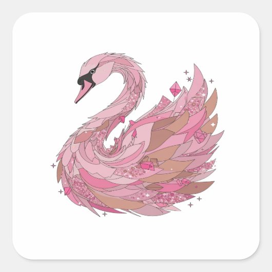 Lebendiges Rosa PINK SWAN Sticker Design (Vorderseite)