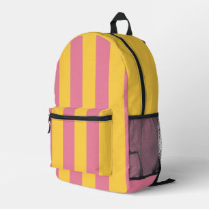 Lebendiges Rosa und Gelb Vertikal gestreiftes Must Bedruckter Rucksack