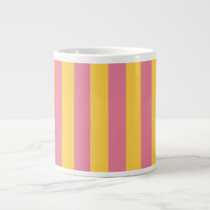 Lebendiges Rosa und Gelb Vertikal gestreiftes Must Jumbo-Tasse
