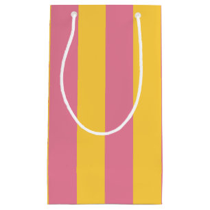 Lebendiges rosa und gelbes vertikales Streifenmust Kleine Geschenktüte