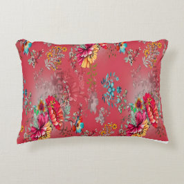 Lebendiges rosa vintage Blumenmuster Akzentkissen Dekokissen