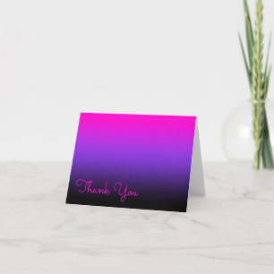 Lebendiges Rosa-Violett und schwarzes Ombre Dankeskarte