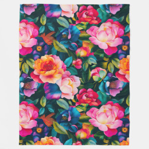 Lebendiges Rosenmuster im Chic-Stil Fleecedecke