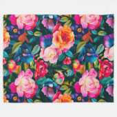 Lebendiges Rosenmuster im Chic-Stil Fleecedecke (Vorderseite (Horizontal))