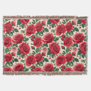 Lebendiges Rosenmuster mit roten und rosa Rosen Decke