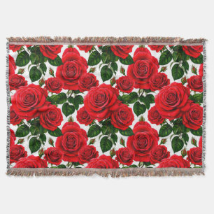 Lebendiges Rosenmuster mit roten und rosa Rosen Decke