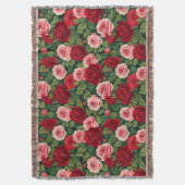 Lebendiges Rosenmuster mit roten und rosa Rosen Decke (Vorderseite Vertikal)