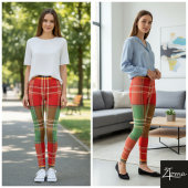Lebendiges Rot Grün Großformat-Karomuster Leggings