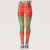 Lebendiges Rot Grün Großformat-Karomuster Leggings (Vorderseite)