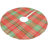 Lebendiges Rot Grün Großformat-Karomuster Polyester Weihnachtsbaumdecke (Schrägansicht)