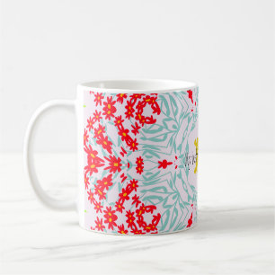 Lebendiges Rot- und Blau-Blumen geometrisches Desi Kaffeetasse