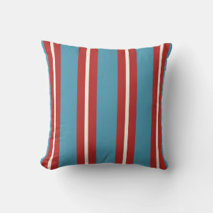 Lebendiges Rot- und Blau gestreiftes Muster modern Kissen