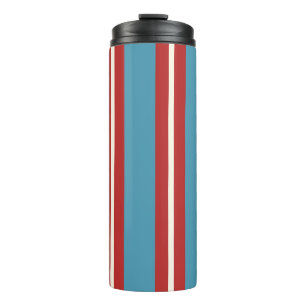 Lebendiges Rot- und Blau gestreiftes Muster modern Thermosbecher