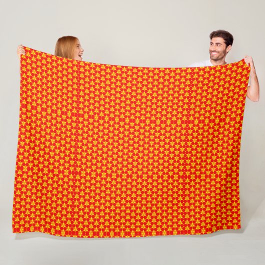 Lebendiges Rot und Gelb Geometrisches Muster Fleec Fleecedecke (Beispiel)
