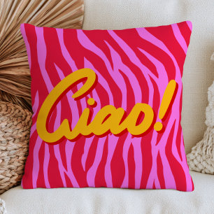 Lebendiges Rot- und Rosa-Zebrastreifen-Muster Ciao Kissen