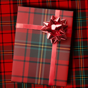 Lebendiges Rot und Schwarz Schottisch Tartan Karie Geschenkpapier